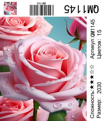 Набор для рисования по номерам 20х30см Новый мир QM1145 "Розы"