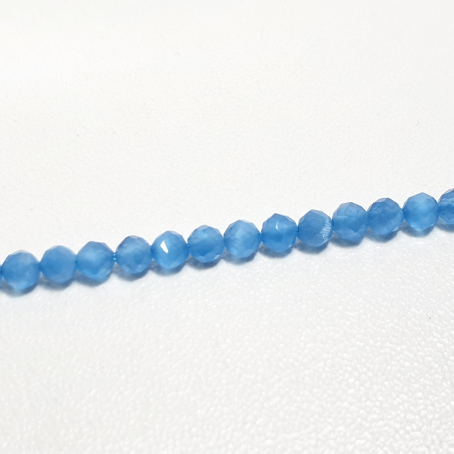 Бусины кошачий глаз голубой гранёный 3мм, на нити  36см.