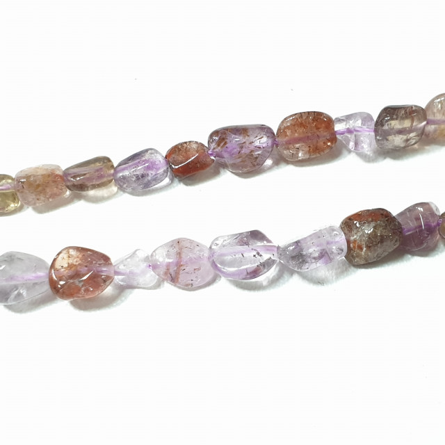Бусины кварц микс галтовка 6*8мм на нитке (около 40см)