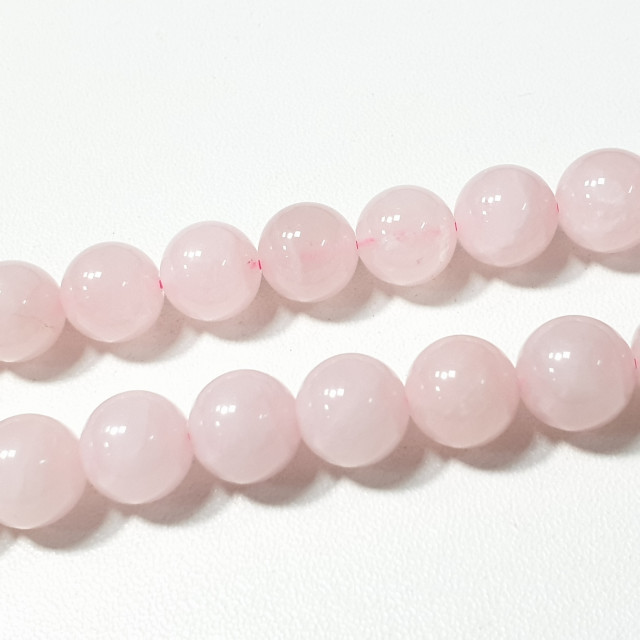 Бусины кварц розовый, шарик гладкий на нити d10мм 40шт