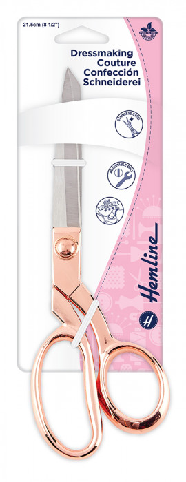 Hemline Ножницы портновские цельнометаллические,21,5 см, цв. розовое золото1шт B5437