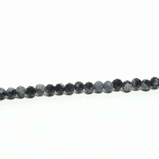 Бусины Обсидиан снежный шарик гранёный 2,5мм нить около 38см
