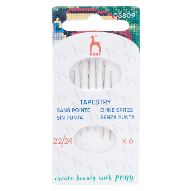 Pony Иглы ручные гобеленовые с серебряным ушком Tapestry №22-24, 6шт, 05809