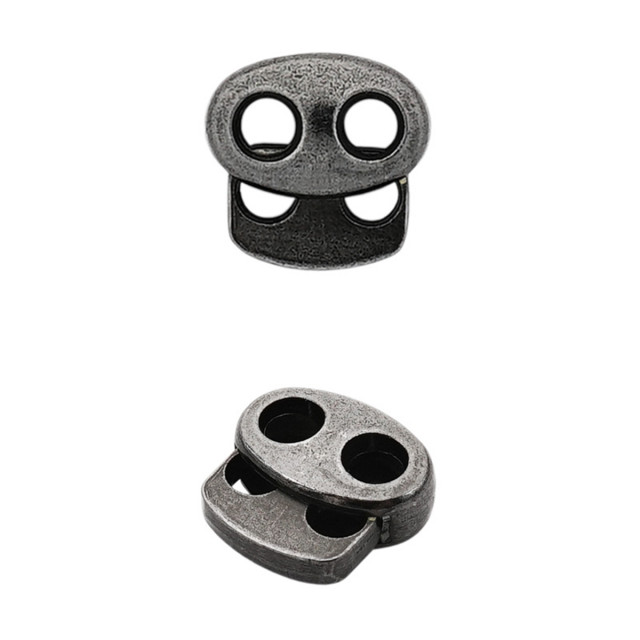6324 Фиксатор для шнура плоский 12*13,5 мм, 2 отверстия d-3 мм, металл, черный никел 509490 2шт