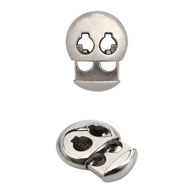 MFR12 Фиксатор для шнура 20,5*15,6мм, 2 отверстия d-3,5мм, металл, (серебристый) 623698 2шт.