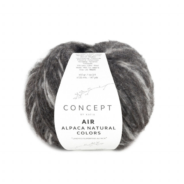 Katia Пряжа AIR Alpaca Natural Colors, 60% альпака, 17% хлопок, 13% полиамид,10% меринос 50 г, 135 м