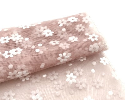 Фатин в цветочек мягкий, 50 х 75 см, 100% полиэстер, цвет пепельно-розовый 25439