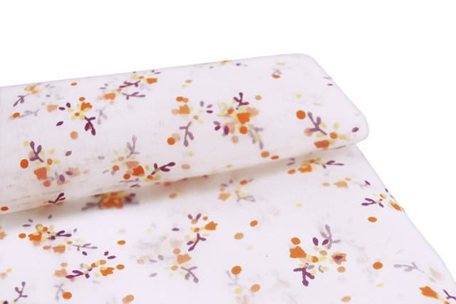 Органза в цветочек, 50 х 75 см (+/-2см), 100% п/э, цв. белый 28434