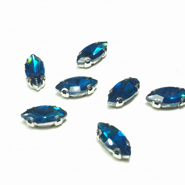 Страз стекло в цапе форма глаза 7*15мм 20шт Blue Zircan