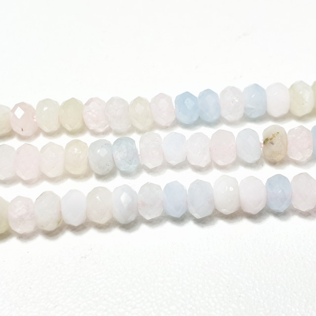 Бусины Кварц микс "Морганитовый" рондель гранёный 4*2,5мм. нить около 37см