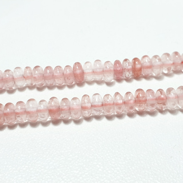 Бусины Кварц клубничный рондель гладкий 2,4*4,5 мм нить 38,5мм