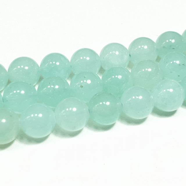Бусины кварц тонированный, мятный шарик гладкий 10мм 39шт