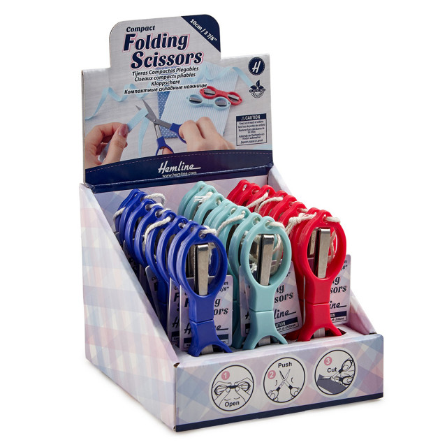Hemline Набор ножниц раскладных, 10 см, , цвет синий/красный/голубой