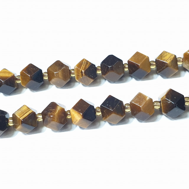 Бусины тигровый глаз крупная грань 9мм. нить 39шт.