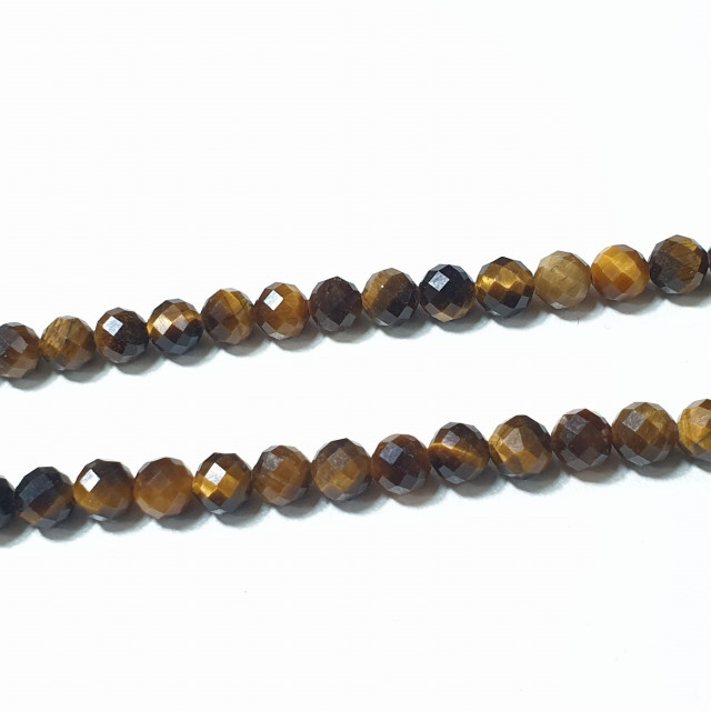 Бусины тигровый глаз, шарик гранёный 6мм 61-62шт.