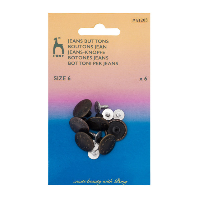 Pony Пуговицы джинсовые, латунь, медь. "Лавровый венок" 17мм,6шт. 81205