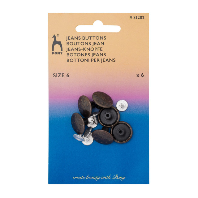 Pony Пуговицы джинсовые, латунь, "Звезды" 17мм, 6шт. 81202