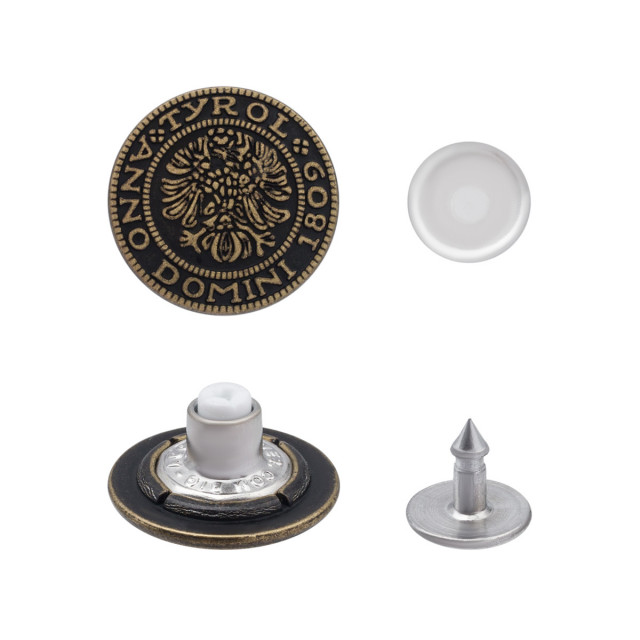 64342 Пуговица джинсовая на фиксир. ножке 20мм 'Герб' металл, латунь BIG с гвоздем, 630282 1шт