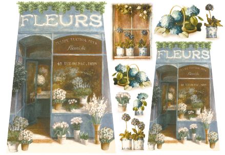 Stamperia Бумага рисовая для декупажа DFS075 "Голубые цветы"