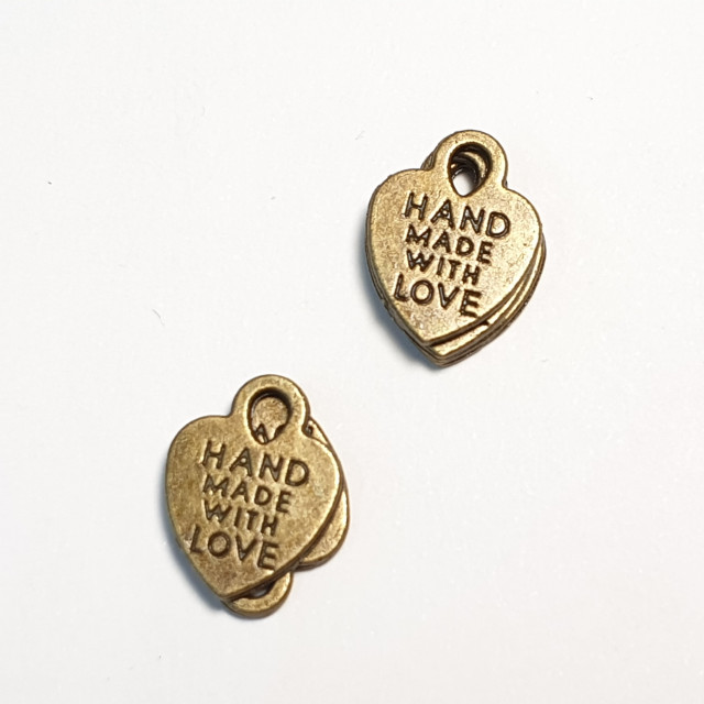 Подвеска "Сердечко Made with love" под серебро 12мм пак. 4шт.