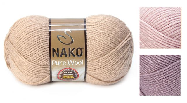Nako пряжа Pure wool 100гр. 220м. 100% шерсть