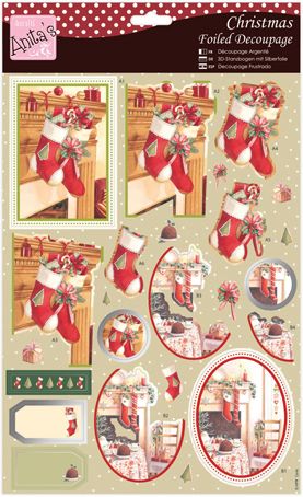 Docrafts Набор бумаги с высечкой ANT169565 "Рождественские чулки"