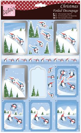 Docrafts Набор бумаги с высечкой ANT169570 "Пингвины на лыжах"