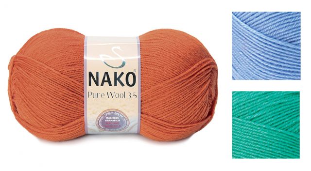 Nako пряжа Pure wool 3.5 100гр. 350м. 100% шерсть
